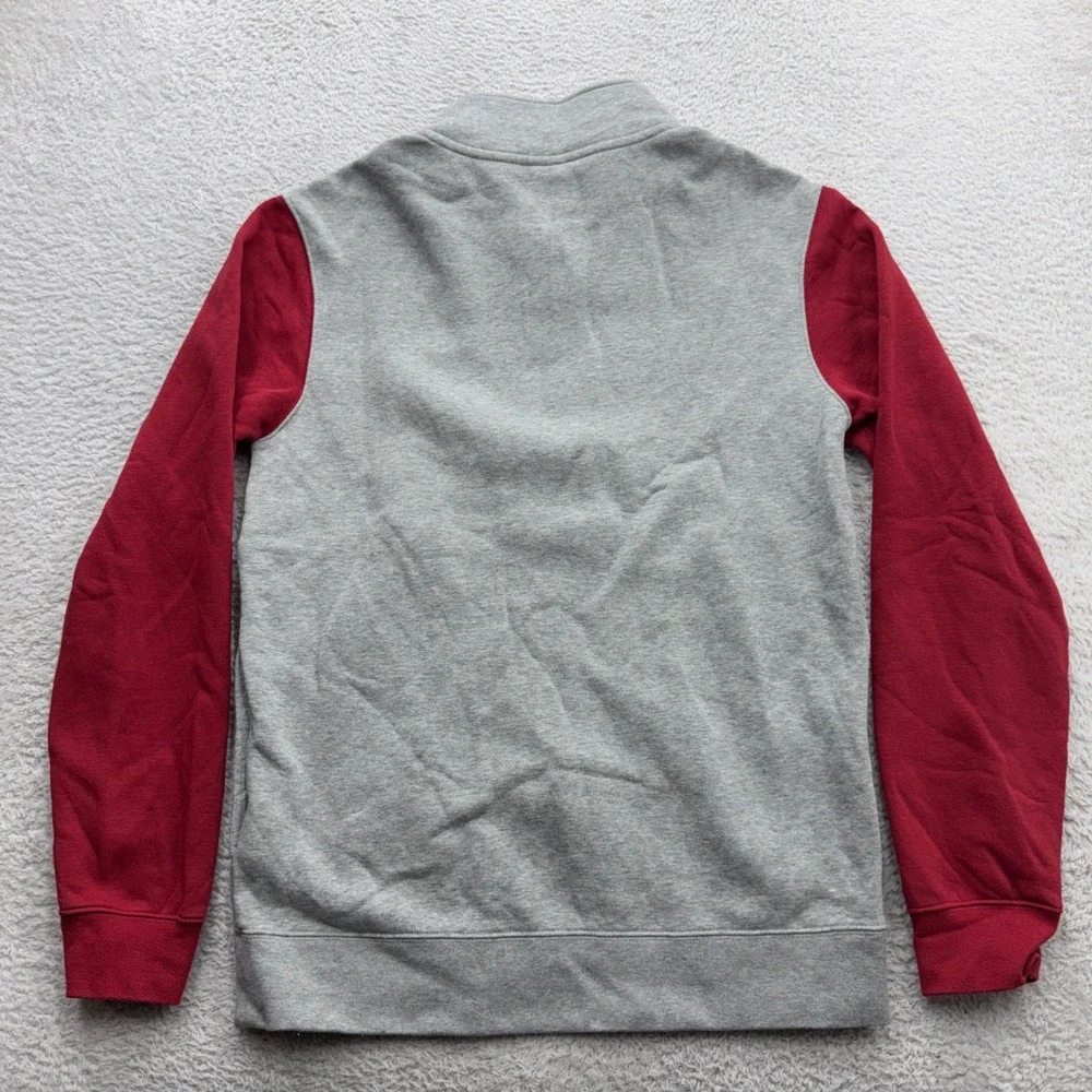 Jordan Oklahoma Sooners Quarter Zip Pullover Grey Crimson Mens Small NCAA Fleece